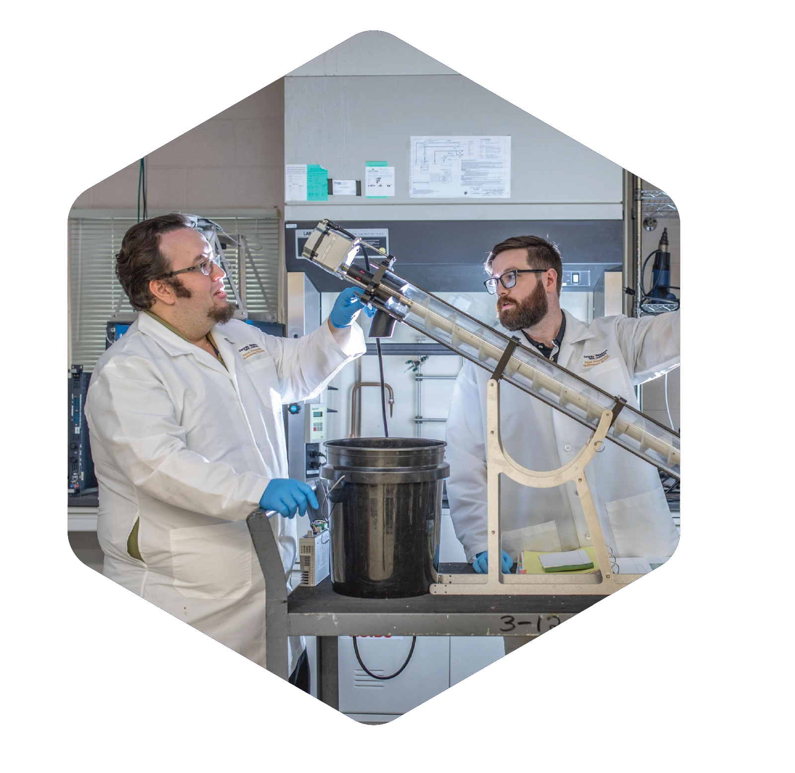 scientist working with the toilet experiment